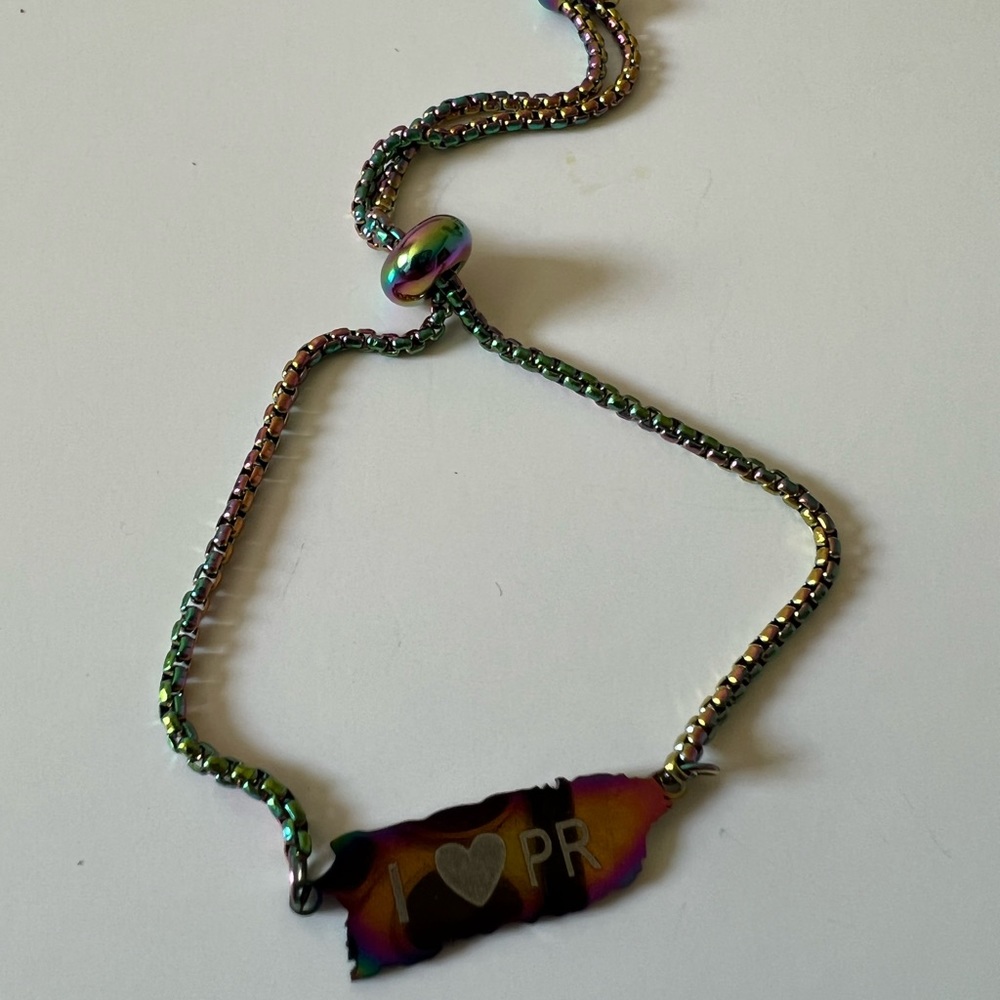 Puerto Rico island map bracelet
